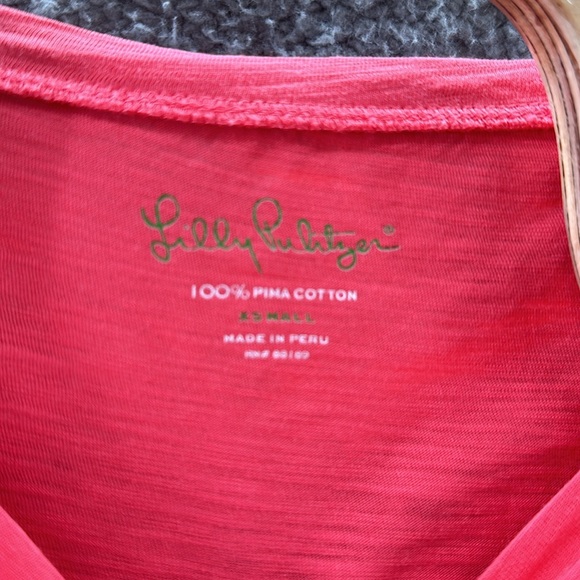 Lilly Pulitzer Long Sleeve T Shirt Pink Coral Pima Cotton XS - Picture 2 of 8